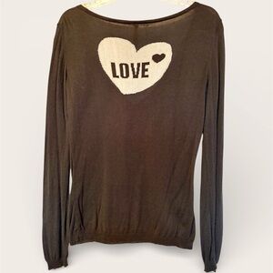 Elan Love Sweater DarkGreen with Ivory Heart detail on Back 💚